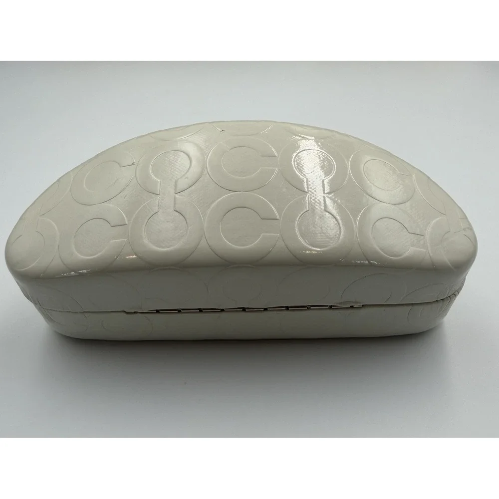 COACH Eyeglasses Sunglasses Hard Clamshell Case White w/ Signature 